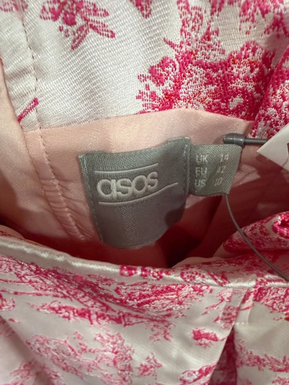 ASOS Pink Toile Jacquard Pleated Mini Skirt NWT Romantic Coquette Preppy Size 10